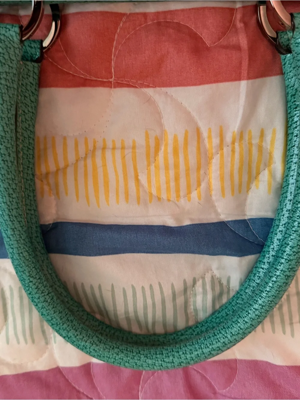 Gucci Abbey Tote   Beige GG Canvas Tote with Teal Leather Accents